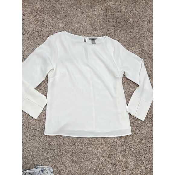 H&M Long Notch Sleeve Cream Round Neck size 12 - Picture 1 of 4